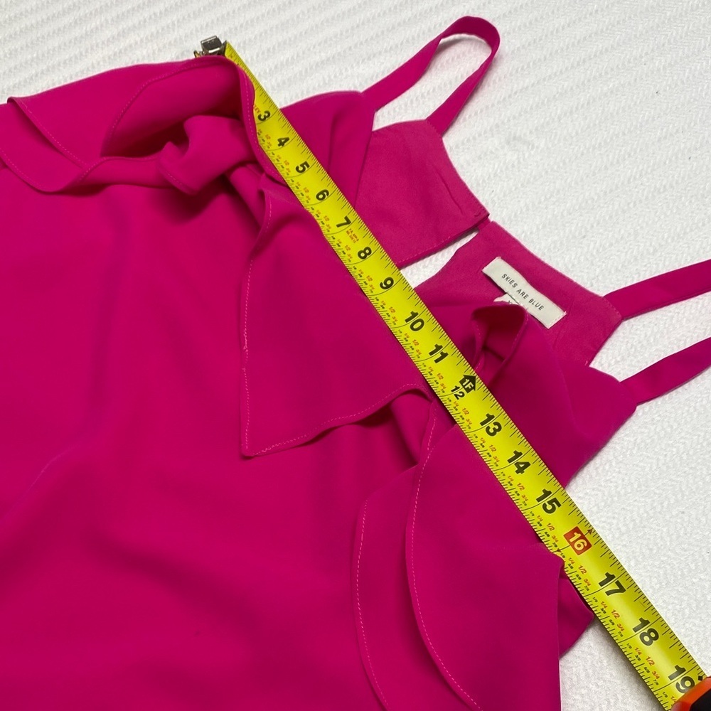 Slip Dress Fuchsia Hot Pink Ruffle Feminine Summer Cocktail Event Bridal Size XS - Picture 10 of 11